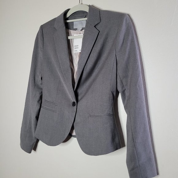 H&M Blazer Gray Size 6 Career Jacket Work - Picture 13 of 13